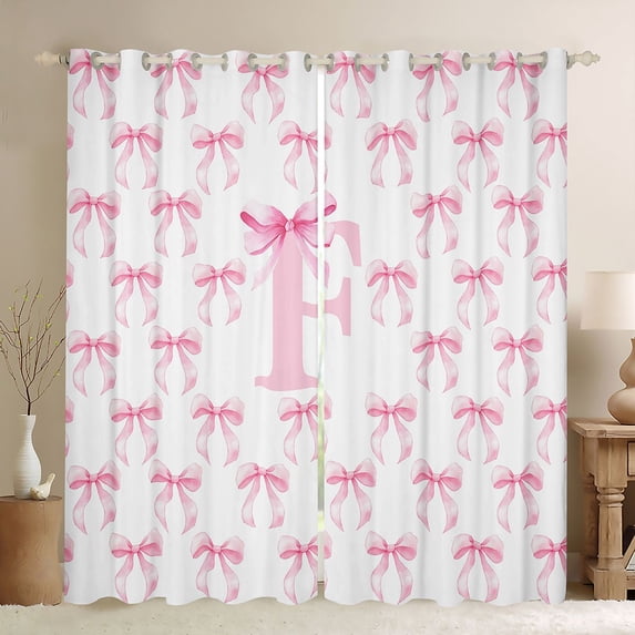 Erosebridal Kawaii Bowknot Black Out Curtains For Girls,Pink Letter I Initial Lettering Curtains Pack of 2 (42x63 Each)