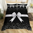 thumbnail image 1 of Erosebridal Kawaii Bowtie Duvet Cover Twin,Chic Glitters Print Bedding Sets Twin Size,White Black Comforter Cover Twin For Teens,Breathable Room Decor Reversible,2-Piece（No Comforter）, 1 of 7
