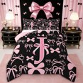 thumbnail image 1 of Erosebridal Kawaii Bowtie Letter J Monogrammed Queen Comforter Set 3pcs,Dreamy Princess Bow Bedding Comforter Set,Pink Reversible,Breathable Home Decor, 1 of 6