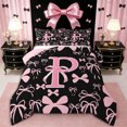 thumbnail image 1 of Erosebridal Kawaii Bowtie Letter P Monogrammed Full Size Comforter Sets 3 Pieces,Dreamy Princess Bow Bedding Sets,Pink Reversible,Super Cozy Room Decor, 1 of 6