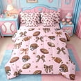 thumbnail image 1 of Erosebridal Kawaii Bowtie Stars 7-Piece Twin Bedding Sets,American Rugby Football Bedding Comforter Set For Girls Kids,Reversible pink, 1 of 7