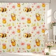 thumbnail image 1 of Erosebridal Kawaii Bug Bee Shower Curtain 72Wx72L,Cute Floral Bathroom Curtain,White Pink, 1 of 5
