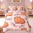 thumbnail image 1 of Erosebridal Kawaii Capybara Kids Bedding Comforter Set, Cherry Blossoms Full Bedding Set, Pink Reversible, 7pcs, 1 of 7