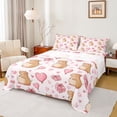 thumbnail image 1 of Erosebridal Kawaii Capybara kid Full Size Sheets, Love Heart Balloon Bed Sheets, Pink, 4pcs, 1 of 5