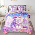 thumbnail image 1 of Erosebridal Kawaii Cat Bedding Twin Size, Bohomian Flower Bedding Sets Twin Size, Dreamy Cartoon Reversible Bed Set, Microfiber Room Decor, 7 Pieces, 1 of 6