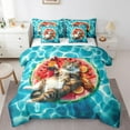 thumbnail image 1 of Erosebridal Kawaii Cat Kitten Bedding Twin Size, Tropical Beach Theme Comforter Sets with Sheets, Summer Vacation Room Decor, Reversible 7pcs, 1 of 4
