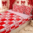 thumbnail image 1 of Erosebridal Kawaii Checker Bow Zipper Full Size Comforter Sets with Fitted Sheet and 2 Pillowcases for Girls, Red Classic Grid Ribbon Zipper Bedding Set, Pink Reversible, 4pcs, 1 of 7