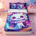 thumbnail image 1 of Erosebridal Kawaii Cosmic Space Axolotl Pattern Zipper Twin Comforter Sets with Fitted Sheet and 2 Pillowcases,Galaxy Planet Print Zipper Bedding Set,Violet Cyan Pink,Reversible, 1 of 6