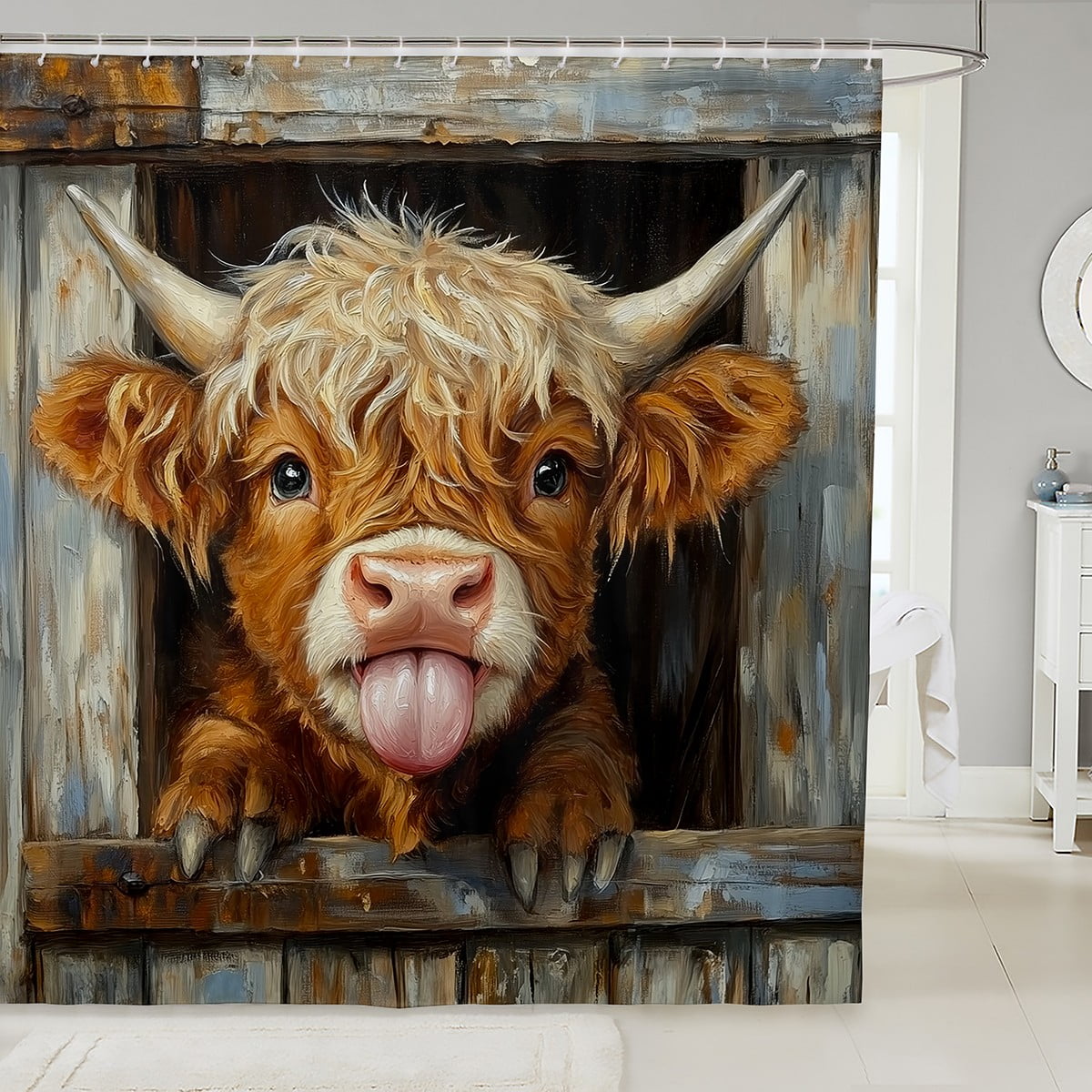 Erosebridal Kawaii Cow Shower Curtain 72x72 for Teens, Farm Animal Bath