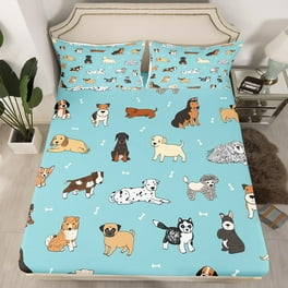 Shiba Inu Bedding Set Full,Cute Puppy Pet Fitted Sheet Teens