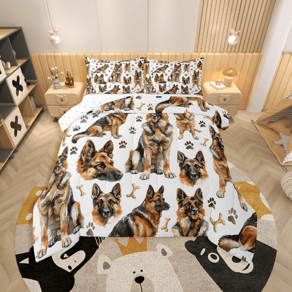 Erosebridal Kawaii Dog Comforter Sets,Bone Paw Prints Comforters & Duvets,Animal Decor,Reversible,2pcs