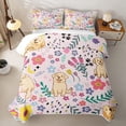thumbnail image 1 of Erosebridal Kawaii Dog Puppy Animal Twin Quilt Set for Girls, Garden Bloom Flower Twin Coverlet Set, 2 Pieces, 1 of 7