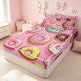 thumbnail image 1 of Erosebridal Kawaii Donut Zipper Twin Comforter Sets with Fitted Sheet and 2 Pillowcases for Girls, Cartoon Dessert Zipper Bedding Set, Pink Reversible, 1 of 7