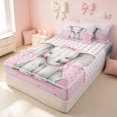 thumbnail image 1 of Erosebridal Kawaii Elephant Zipper Twin Comforter Sets with Fitted Sheet and 2 Pillowcases for Girls, Cartoon Animal Zipper Bedding Set, Pink Reversible, 1 of 7