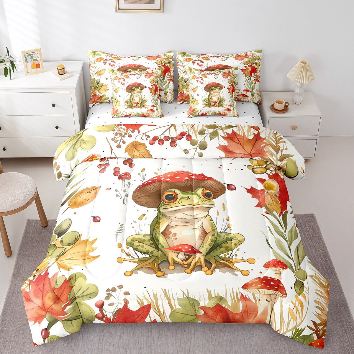 Erosebridal Kawaii Frog Bedding Sets Twin Size, Cartoon Wildlife ...