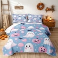 thumbnail image 1 of Erosebridal Kawaii Ghost Bed Spread Queen, Cartoon Lollipop Candy Queen Coverlet Set for Girls, Sky Blue Pink White, 3pcs 1 Quilt and 2 Pillowcases, 1 of 7
