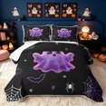 thumbnail image 1 of Erosebridal Kawaii Ghost Quilt King, Spiderweb Bat King Coverlet Set, Black Blue Violet, 3 Pieces, 1 Bedspread and 2 Pillowcases, 1 of 7