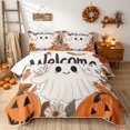thumbnail image 1 of Erosebridal Kawaii Ghost Twin Quilt Set, Thanksgiving Fall Pumpkin Twin Coverlet Set for Boys Girls, Cream Orange, 2 Pieces 1 Bedspread and 1 Pillowcase, 1 of 7