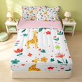 thumbnail image 1 of Erosebridal Kawaii Giraffe Zipper Queen Comforter Set with Fitted Sheet and 2 Pillowcases, Cute Animal Blossom Zipper Bedding Set, Pink Reversible, Mustard Yellow Giraffe, Pink Reversible, 1 of 7