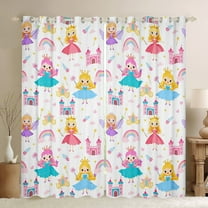Erosebridal Kawaii Girls Curtains for Living Room,Rainbow Castle Carriage Blackout Curtains Set of 2(38x45),White Fairy Tale Curtains and Drapes(38x45),Breathable Room Decoration
