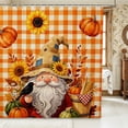 thumbnail image 1 of Erosebridal Kawaii Gnome Shower Curtain 72Wx72L,Autumn Pumpkin Sunflowers Bathroom Curtain,Orange White, 1 of 6