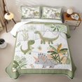 thumbnail image 1 of Erosebridal Kawaii Green Dinosaur Quilt King for Boys Girls, Jungle Tree Print King Coverlet Set, 3-Piece, 1 of 7