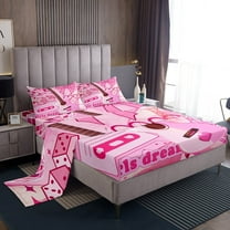 Erosebridal Kawaii Guitar Sheet Set Twin,Music Theme Bedding Sets Twin Size,Disco Ball Twin Sheet Sets,Microfiber Dreamy Bedroom Decorative,3pcs