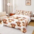 thumbnail image 1 of Erosebridal Kawaii Highland Cattle Bed Sheets,Brown Farm Animals King Sheets For Adult 4pcs, 1 of 6