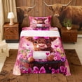 thumbnail image 1 of Erosebridal Kawaii Highland Cow Twin Sheet Sets for Girls, Pink Flower Bowknot Bedding, 3pcs (1 Flat Sheet, 1 Fitted Sheet and 1 Pillowcase), 1 of 6