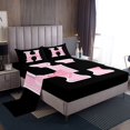 thumbnail image 1 of Erosebridal Kawaii Initial Letter Bed Sheets Set Full Size, Monogrammed H Bed Sheets Full, Ribbon Cow Reversible Sheet Set Full, Ultra Soft Bedroom Decoration, 4pcs, 1 of 7