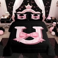 thumbnail image 1 of Erosebridal Kawaii Initial Letter Bedding Sets Twin with Comforter, Monogrammed U Duvet Insert, Ribbon Cow Reversible Comforter Sets Twin Size, Ultra Soft Bedroom Decoration, 2pcs, 1 of 8