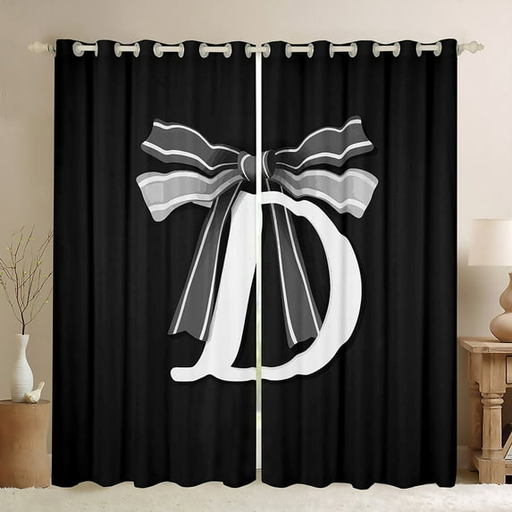 Erosebridal Kawaii Initial Letter Curtains and Drapes (38x45), Monogrammed D 30%-50% Blackout Curtains for Bedroom, Cool Ribbon Cow Curtains for Living Room, Window Curtains Bedroom Decoration