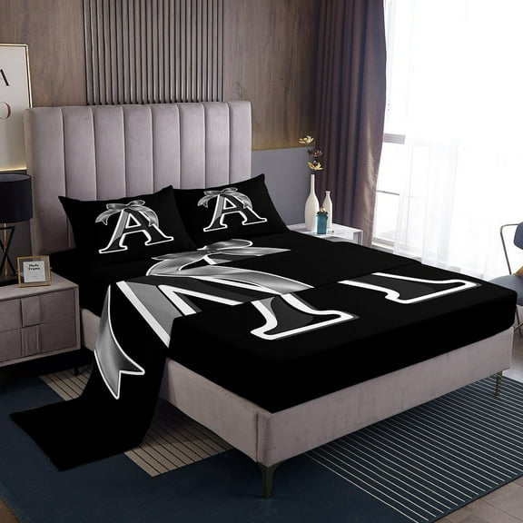 Erosebridal Kawaii Initial Letter Twin Sheet Sets, Monogrammed A Bedding Twin Size, Cool Ribbon Cow Reversible Bed Sheets Twin, Ultra Soft Bedroom Decoration, 3pcs