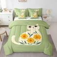 thumbnail image 1 of Erosebridal Kawaii Kitten Bedding Full Size,Retro Flower Bed Set,Yellow Green Bedding Sets Full Size For Kids Boys,Ultra Soft Room Decorative Reversible,7pcs, 1 of 7