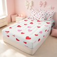 thumbnail image 1 of Erosebridal Kawaii Love Hearts Zipper Twin Comforter Sets with Fitted Sheet and 2 Pillowcases for Girls, Romantic Theme Zipper Bedding Set, Pink Reversible, 1 of 6