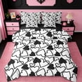 thumbnail image 1 of Erosebridal Kawaii Loves Pattern 7pcs Bedding Comforter Set,White Black Heart Print Queen Bedding Sets For Kids,Reversible, 1 of 7