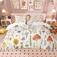 thumbnail image 1 of Erosebridal Kawaii Mushroom Queen Duvet Cover Set for Girls, Garden Daisy Dandelion Flower Bedding, Polka Dots Reversible, 3pcs 1 Duvet Cover and 2 Pillowcases, No Comforter, 1 of 6
