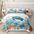 thumbnail image 1 of Erosebridal Kawaii Ocean Teal Turtle Twin Quilt Set,Sea Animal Twin Coverlet Set for Teens Boys Girls, 1 of 7