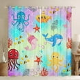 thumbnail image 1 of Erosebridal Kawaii Octopus Curtains for Living Room, Cartoon Whale Starfish 30%-50% Blackout Curtains Set of 2 (38x45), Colorful Scale Curtains and Drapes (38x45), Window Drapes Room Decorative, 1 of 6
