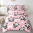 thumbnail image 1 of Erosebridal Kawaii Panda Bed in a Bag King size, Pink Animal Bed Set, Cartoon Theme Decor, Reversible 7pcs, 1 of 5