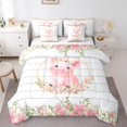 thumbnail image 1 of Erosebridal Kawaii Pig Bedding Sets King Size, Pink Flower Comforter Sets with Sheets, Cartoon Farm Animal Room Decor Microfiber 7 Pieces, 1 of 4