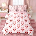 thumbnail image 1 of Erosebridal Kawaii Red Cherry Twin Bedding Sets 7-Piece for Girls,Cartoon Floral Bow Knot Bedding Comforter Set for Kids Teens,Pink Reversible,Breathable Home Decor, 1 of 6
