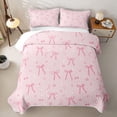 thumbnail image 1 of Erosebridal Kawaii Ribbon Bowtie Kids Twin Quilt Set,Girls Pink Bow Twin Coverlet Set,2-Piece, 1 of 7