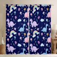 thumbnail image 1 of Erosebridal Kawaii Rinbow Dinosaur Black Out Curtains,Cartoon Dino Cute Flowers Blossom Curtains Pack of 2 (42x63 Each) For Girls, 1 of 7