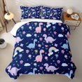 thumbnail image 1 of Erosebridal Kawaii Rinbow Dinosaur Twin Quilt Set,Cartoon Dino Cute Flowers Blossom Twin Coverlet Set For Girls,2-Piece, 1 of 7
