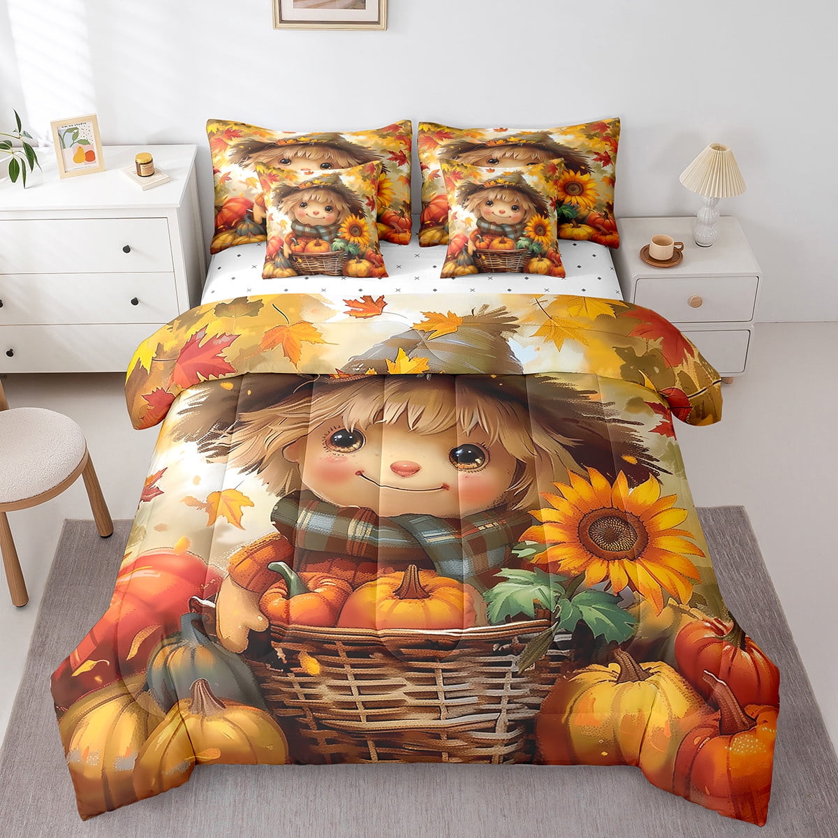 Erosebridal Kawaii Scarecrow Bedding Sets Full Size, Fall Harvest ...