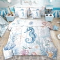 thumbnail image 1 of Erosebridal Kawaii Seahorse 7-Piece Bedding Comforter Set,Ocean Animal Colorful Coral King Bedding Sets For Boys Kids,Reversible, 1 of 7