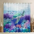 thumbnail image 1 of Erosebridal Kawaii Sealife Curtains and Drapes (42x63), Sea Turtle 30%-50% Blackout Curtains for Bedroom, Purple Coral Curtains for Living Room, Bedroom Curtains Bedroom Decorative, 1 of 6