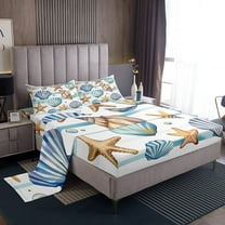 Erosebridal Kawaii Seashell Sheet Set Twin, Cute Starfish Bedding Sets Twin Size, Ocean Animal Decor 3pcs
