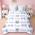 thumbnail image 1 of Erosebridal Kawaii Soccer 7 Pieces Bedding Comforter Set,Cute Bow Knot Print Full Bedding Set For Girls Kids,Reversible Black, 1 of 7